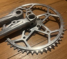 1930’s 40’s French Duralumin Chainset 50 Tooth 165mm Cranks Verot Perrin ring 