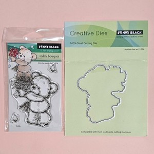 Penny Black Teddy Bouquet Stamps & Die Set - Read! Mother's Day, Birthday