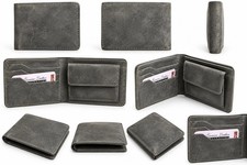 Men  s Crazy Horse Leather Bifold Wallet Vintage Distressed Slim Card Holder