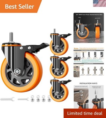 Durable 4-Inch Dual Locking Stem Casters for High Weight Loads & Smooth Movement