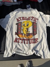XL Athletic attitude tweety bird looney tunes tshirt in white