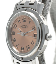 [Excellent+5] Montre Femme HERMES Clipper CL4.210 Date Cadran Or 24mm Qz JAPON