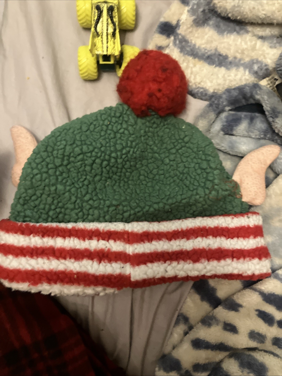 Green and Red Christmas Elf Beanie Hat One Size Fits All