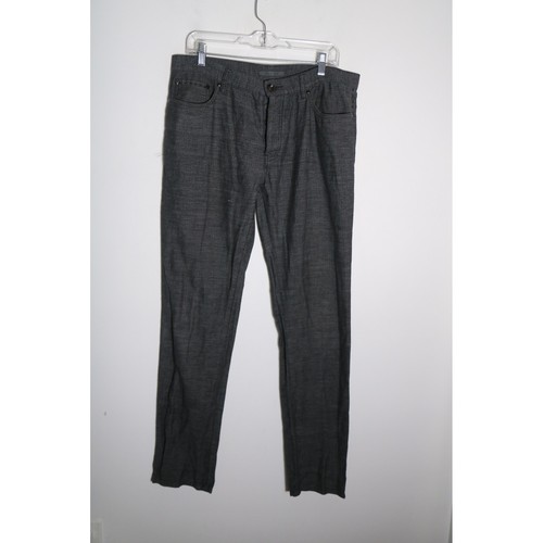 John Varvatos, John Varvatos Chino Pants Mens 34x34 Gray Cotton Linen Herringbone Casual
