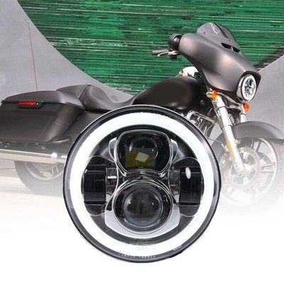 Für Harley Davidson E-Zeichen 7'' LED Scheinwerfereinsatz Schwarz Universal DRL