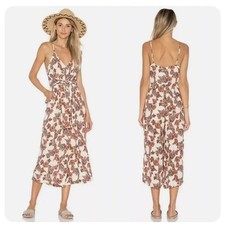 Free People Hot Tropics Jumpsuit Size 8 Wide Leg Crop Tie Front Pockets