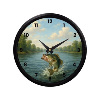 Bass Fishing Wall Clock, Fisherman Gift, Lake Scene Clock, 3D Printed Wall Clock
