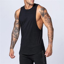 Mens Cotton Tank Top Sleeveless Shirt Gym Bodybuilding Jogging Fitness Summer