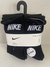 Nike Kids Everyday Cushioned Crew Socks 6-Pack Black XS 5-7 BN0509-023 NEW