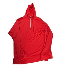 Swannies Mens Red Quarter Zip Hooded Pullover Sweatshirt Activewear
