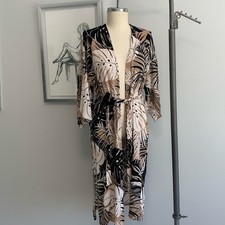 Vintage Audrey 3+1 Palm Kimono Robe USA Made Small Vintage Loungewear Retro Robe