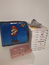 Nintendo Coral Pink 3ds Bundle Console Charger mario bag & 10 games Clean Tested
