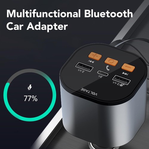 Retractable Car Charger, Bluetooth 5.3 FM Transmitter Adapter, Handsfree Call... - 第 5/7 張圖片