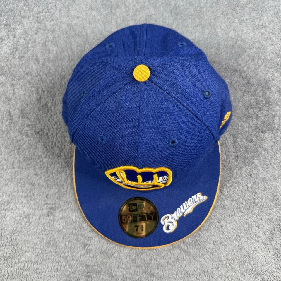 Milwaukee Brewers New Era 59Fifty Fitted 7 3/8 Hat Cap Polyester MLB Baseball - Image 3 of 4