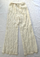 NWOT NASTY GAL High Waist Wide Leg Textured Pants in Cream US Size 4