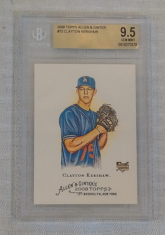 2008 Allen Ginter Baseball Rookie Card #72 CLAYTON KERSHAW BGS 9.5 GEM Dodgers