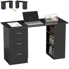 HOMCOM 120cm Computer Desk w/ Drawers & Shelves, Black,Refurbished