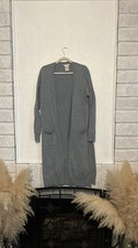 Matty M Long light blue cardigan, size large with front pockets