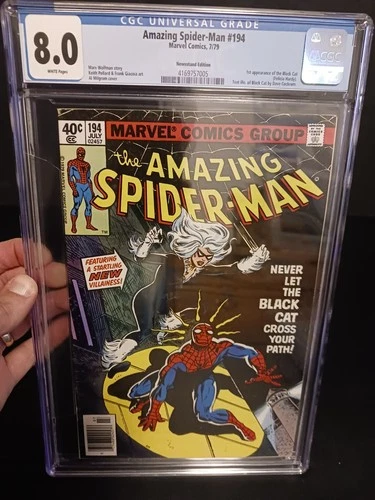 The Amazing Spider-Man #194 CGC 8.0 Key 1st App Black Cat - Newsstand Edition