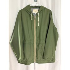 Weatherproof Vintage Mens Olive Green Hooded Rain Jacket XL Full Zip MC0038