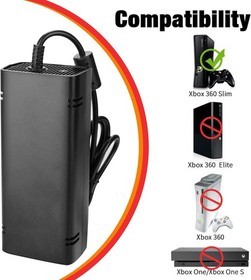 For Microsoft Xbox 360 Slim/S Power Supply Brick AC Adapter Charger w/Power Cord