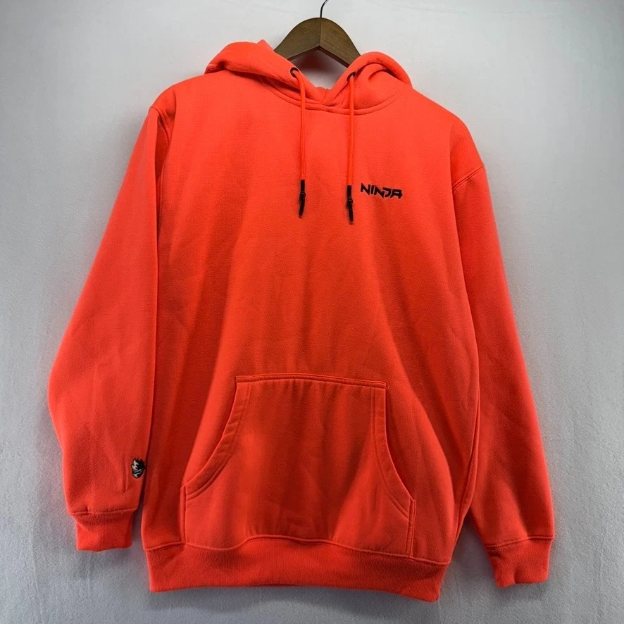 Sudadera Ninja Para Hombre Mediana Rosa Neón Sudadera con Capucha Bordada Spellout Mercancía para Juegos Foto 2 de 4