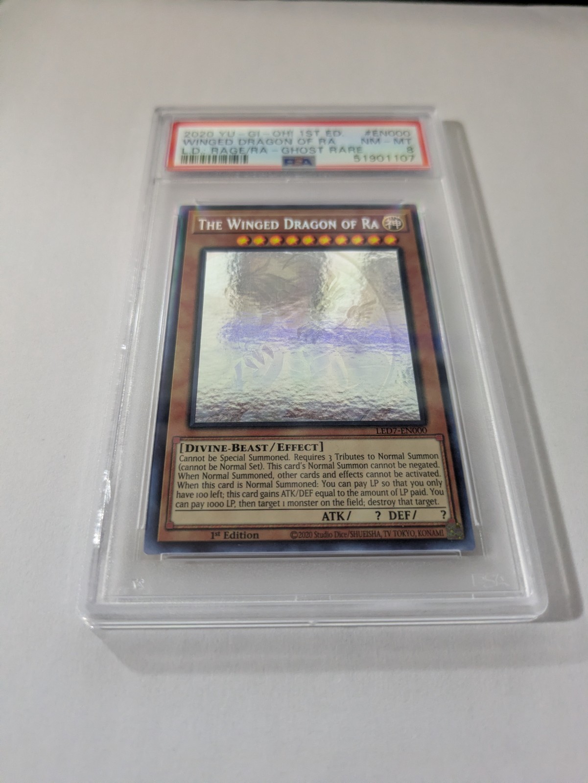 Yu-Gi-Oh! Winged Dragon of Ra LED7-EN000 1st Edition Ghost Rare PSA 8 view 2