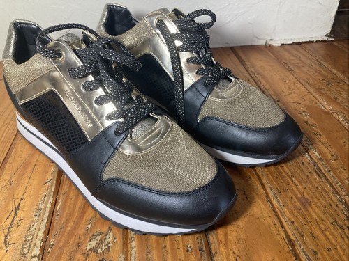 Zapatillas deportivas Michael Kors Billie Trainer para mujer talla 10 negras doradas - Imagen 12 de 16