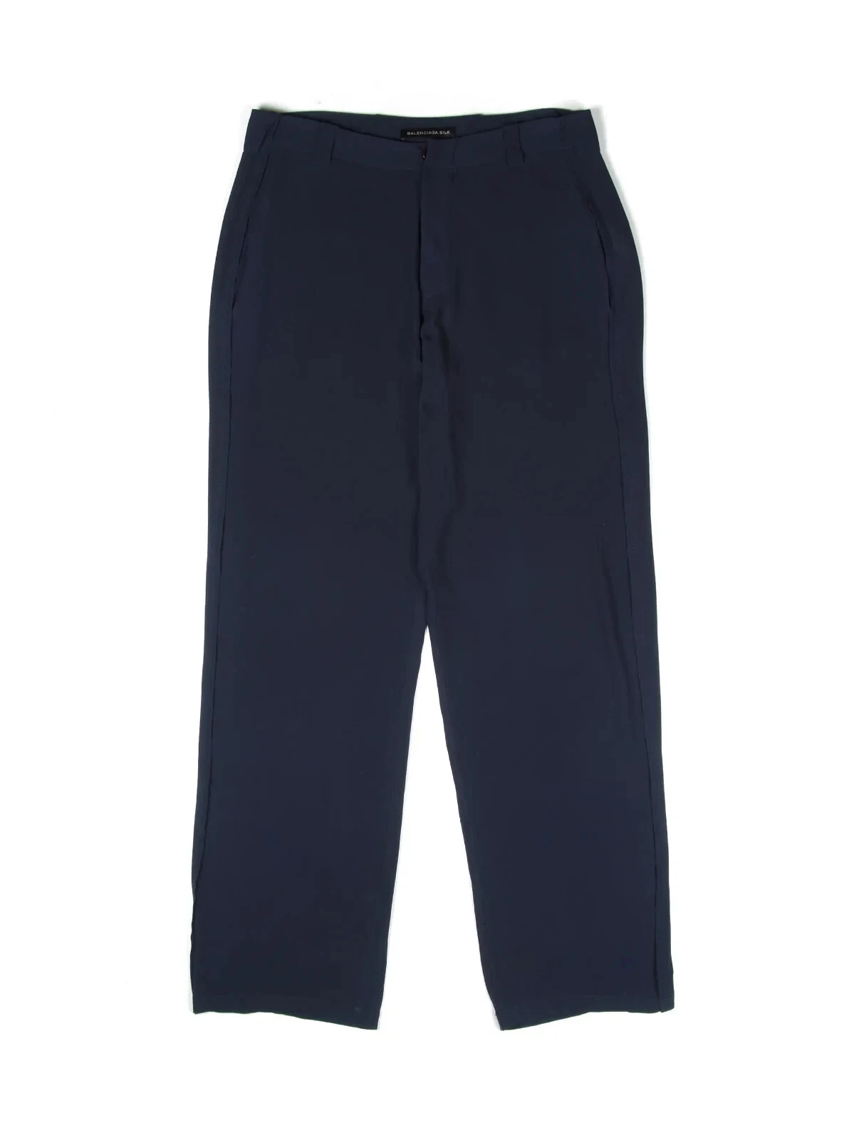 Pantalone donna Balenciaga pura seta relaxed colore blu Fr38 M L