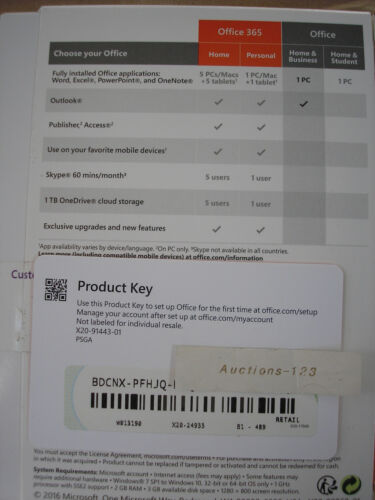 MICROSOFT OFFICE 2016 HOME and BUSINESS for WINDOWS FULL ENGLISH VERSION =NEW= - Picture 2 of 6