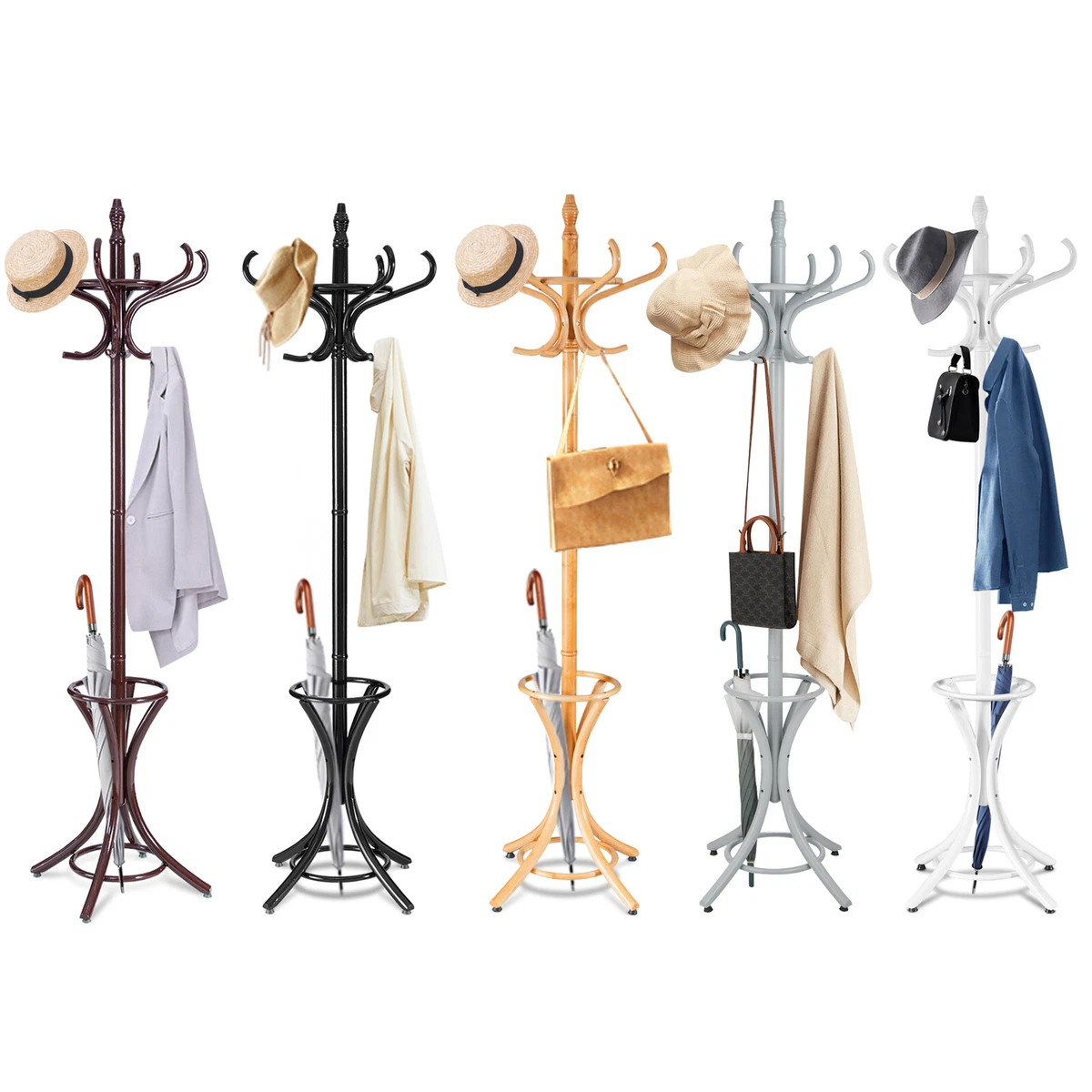 Wooden coat rack 2024 and umbrella stand
