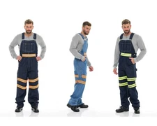 Men’s Visibility Overall Reflective Hi-Vis Bib Denim Dungaree Pants
