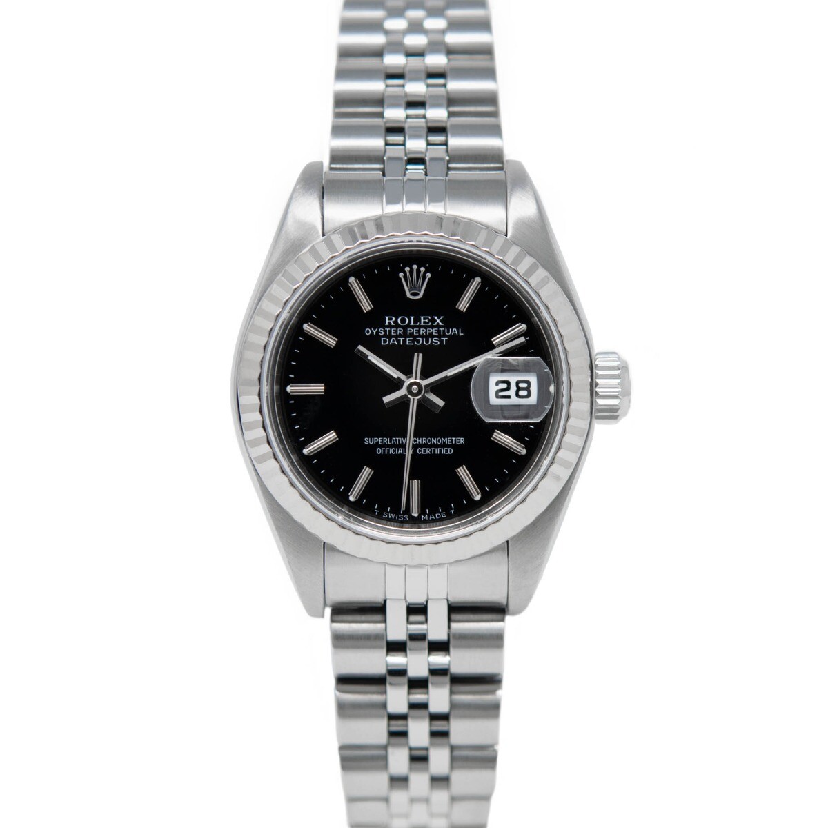 Rolex Lady-Datejust White Gold & Steel 69174 Black, Jubilee - Pre-owned