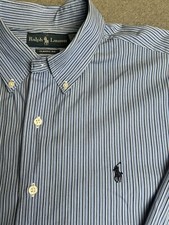 Polo Ralph Lauren Shirt Men's L Blue Long Sleeve Button Down Stripe Classic Fit