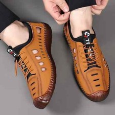 Men's Soft Leather 2024 Summer Men Leather Sandals Breathable Non-slip