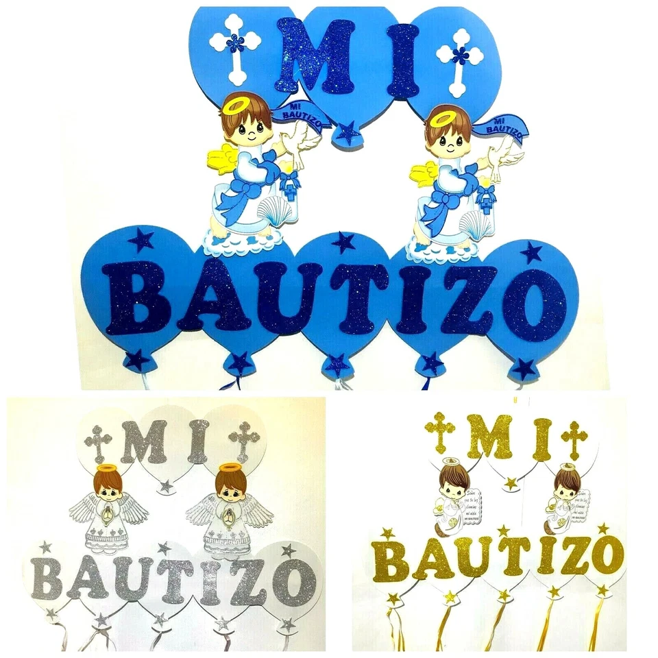 Favores de Bautismo Banner Niño Mi Bautizo Decoración de Pared/decoración de bautizo Foto 2 de 2