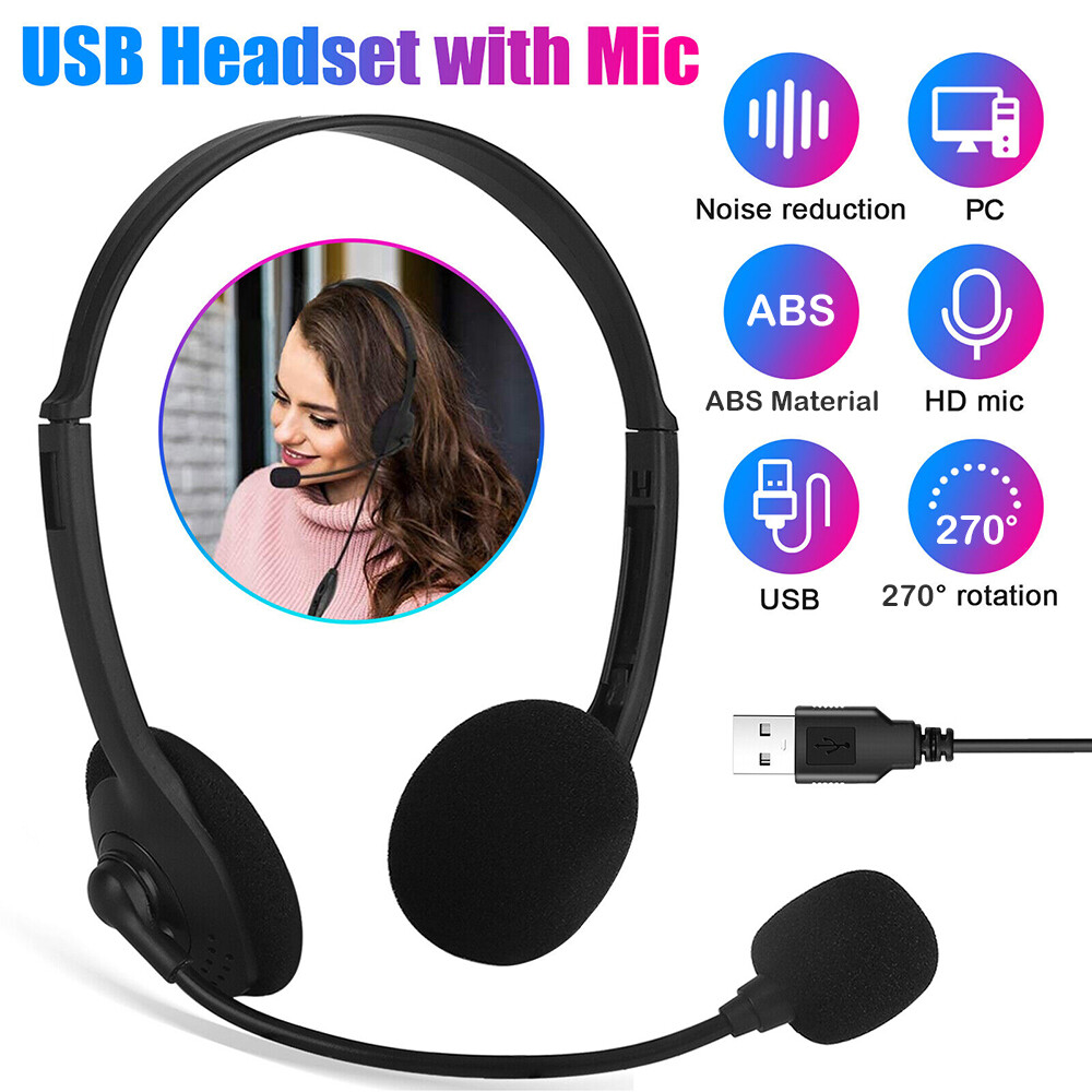 2025 USB Headset With Microphone Noise Cancelling Computer PC