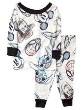 Disney Mickey Mouse Infant Boys White Top  Bottom Pajama Set