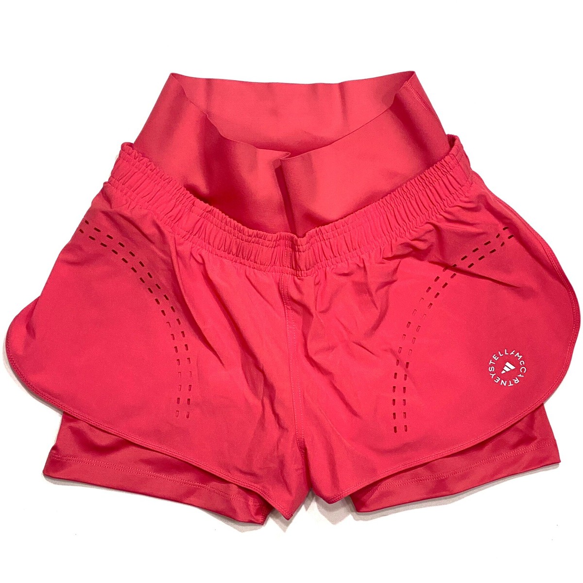ADIDAS STELLA MCCARTNEY Womens Truepur Layered Shorts Pink (MSRP $80)
