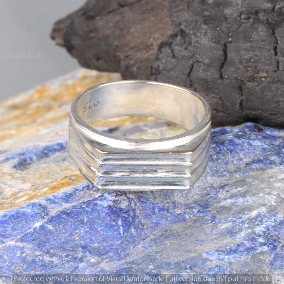 Signet Mens Ring 925 Sterling Silver Ring Classic Mens Band Ring Gift For Friend - Image 2 of 3