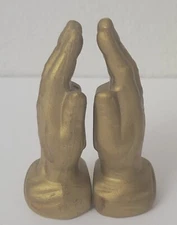 Vintage Kitsch Gold Praying Hands Salt And Pepper Shakers 3.75 X 1.75"