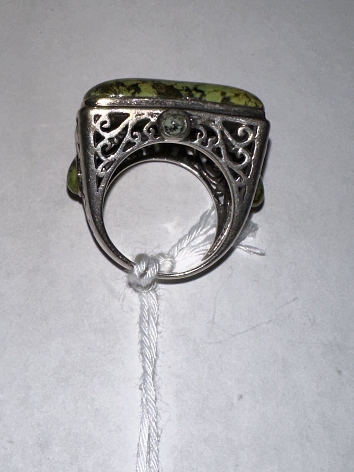 Pyrite Serpentine Rectangle Stone Ring, Thailand … - image 4