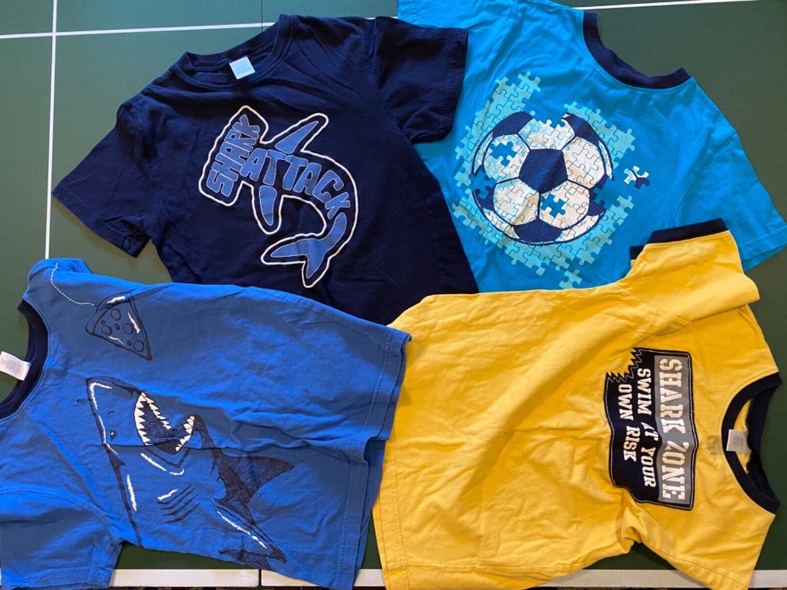 Gymboree Boys FOUR Shirts Size 8 with Sharks & Soccor Ball Great