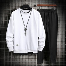 Men Tracksuit 2 Piece Casual Pants Sweater Sweatsuit Sweatshirt Sports Set