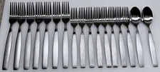 SILVERWARE ~ CAMBRIDGE ~ KIONA SAND ~ 17pcs ~ FORK & SPOON LOT  ALL GOOD COND