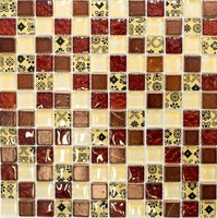 Kunststein Rustikal Mosaikfliese Glasmosaik Resin Beige Rot Braun Vanille ...