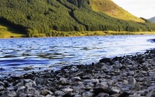 Landscape scotland nature lake depth of field mountains Custom Gaming Mat Desk