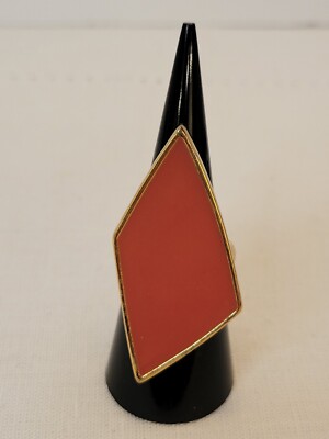 Belle Noel Kim Kardashian Asymmetrical Diamond Shaped Ring w/coral enamel