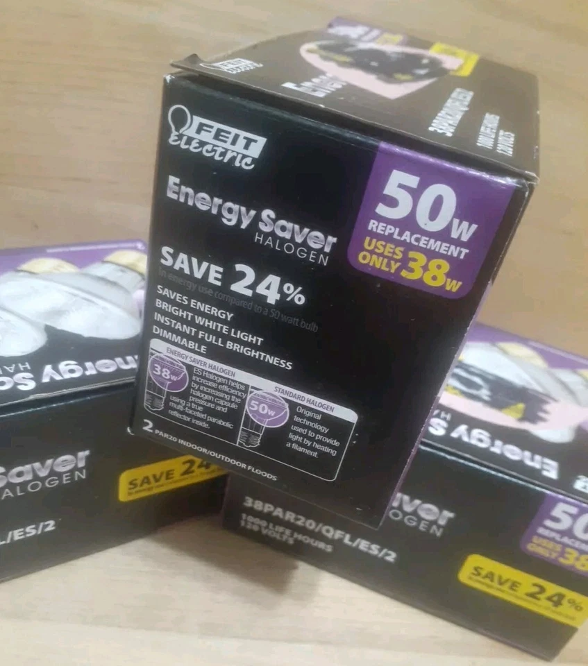 3[2pks]:FEIT ELECTRIC Energy Saver 50WATT Replacement Bulbs Indoor/Outdoor FLOOD - Image 3 of 4