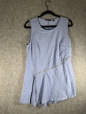 H by Halston Blouse Women Sleeveless Blue Assymetrical Career Business Mature